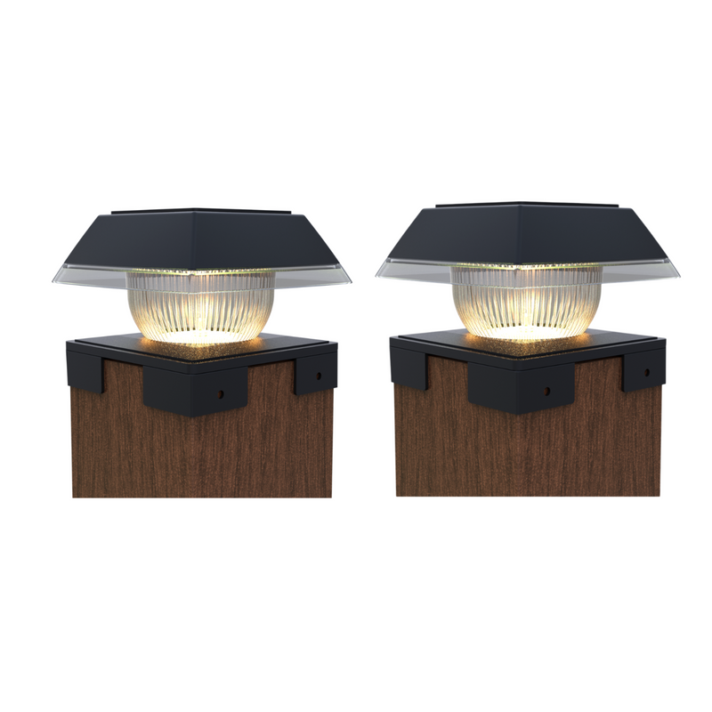 Dome Style Solar Post Cap Lights ‎BICSGL-14-W (2Pack)