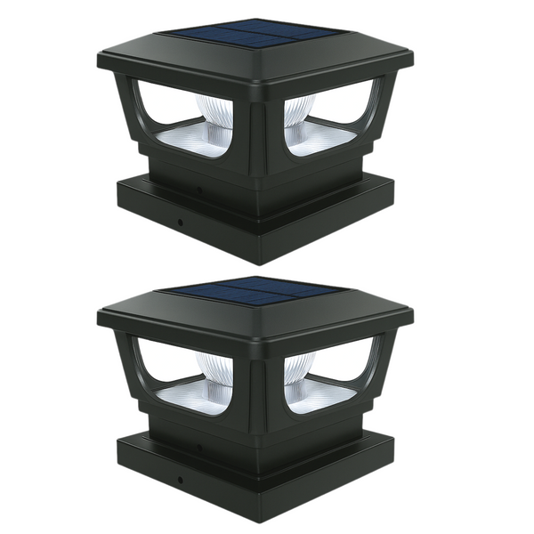 6000K Solar Post Cap Lights (2 PACK) BICSGL-12BLK