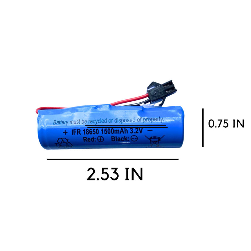 Replacement Rechargeable Battery 3.2V, 1500mAh IFR 18650 Brighticonic