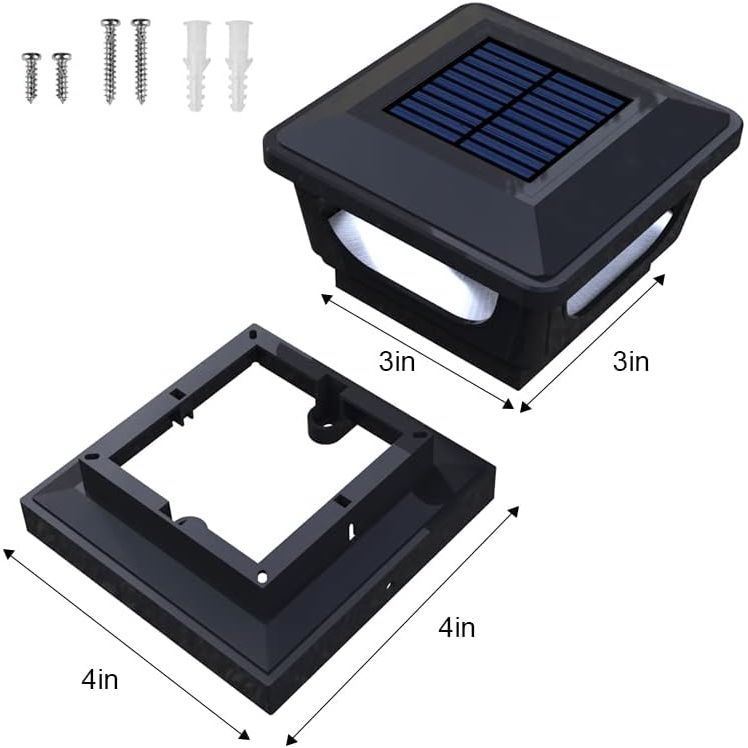 Solar Post Cap Lights for 3x3, 4X4 Posts - BLACK (2 PACK) BICSGL-12BLK Brighticonic